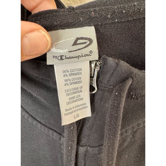 Champion Womens Black Jacket Large‎ zip up hooded pockets cotton lightweight - Picture 3 of 6